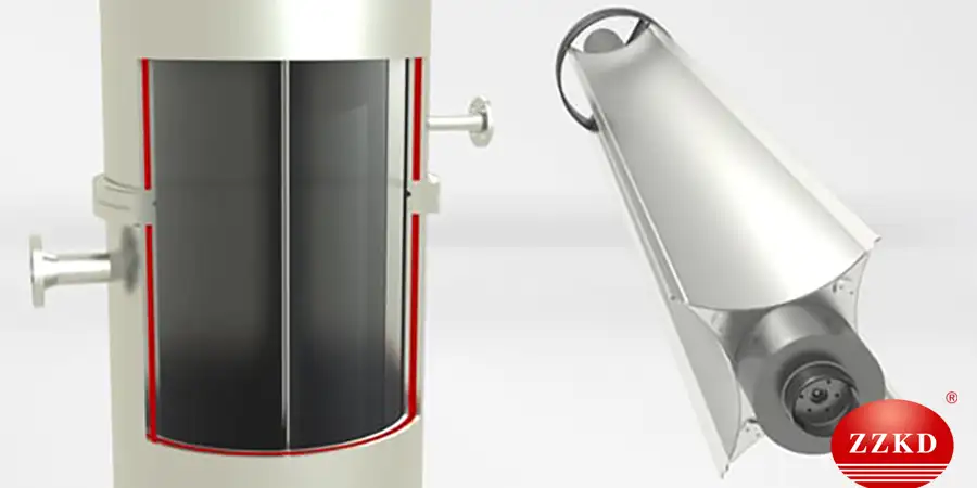 Cross-section of a wiped film evaporator