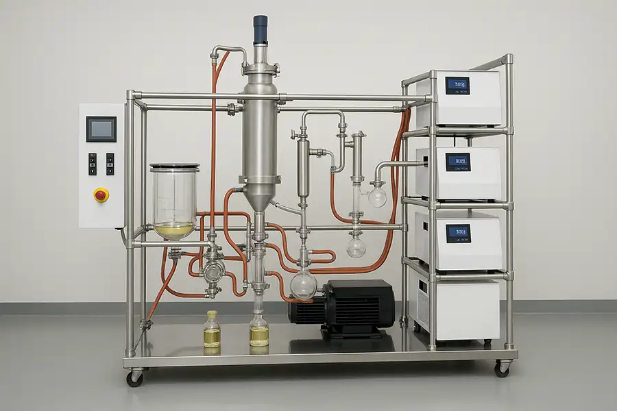 Modern wiped film evaporator system with automation controls
